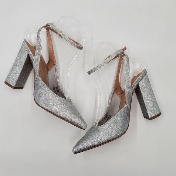 ASOS Silver Glitter Block Heels - NWOT - Picture 9 of 16